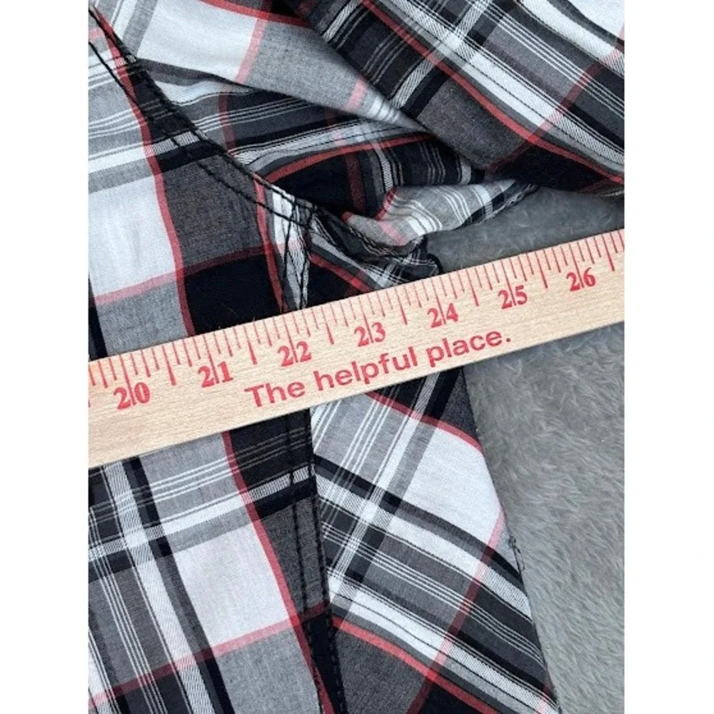Machine Men's Western Shirt XXL Black Red Plaid‎ Long Sleeve Button Up Casual